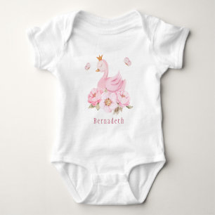 Floral Swan Princess 1. Geburtstag Baby Bodysuit Strampler