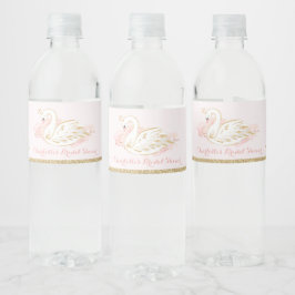 Floral Swan Princess Baby Dusche Geburtstagsdekor Wasserflaschenetikett