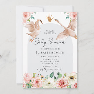 Floral Swan Princess Baby Shower Einladung