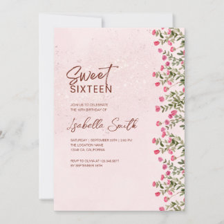 Floral Sweet 16 Party Invitation – Elegant Rustic  Einladung