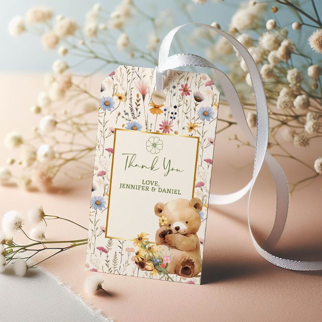 Floral Sweet Teddy Bear Vielen Dank Geschenkanhänger (Von Creator hochgeladen)