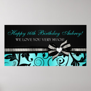 Floral Swirl 16 . Geburtstag Banner Poster