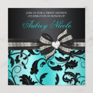 Floral Swirl 16 . Geburtstag Einladung mit Schmuck