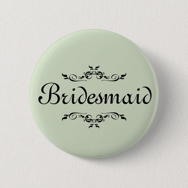 Floral Swirl Border Bridesmaid Button (Vorderseite)