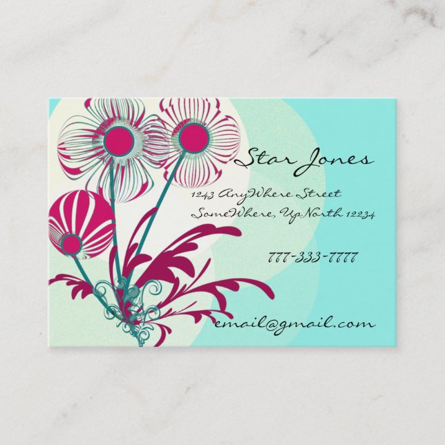 Floral Swirl Business Card - Rasberry Blue Sherber Visitenkarte (Vorderseite)