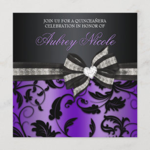 Floral Swirl Quinceñera Einladung mit Juweliern