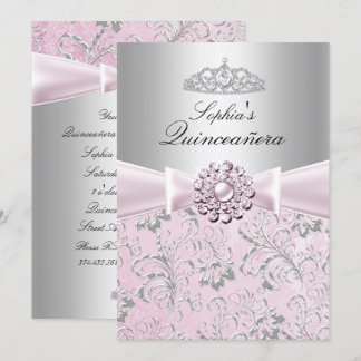 Floral Swirl Tiara Quinceanera Ankündigungen