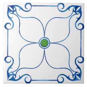 Floral Symmetry Mediterranean (grün) Fliese