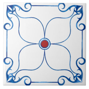 Floral Symmetry Mediterranean (Red) Keramik Tile Fliese