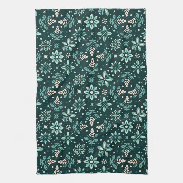 Floral Symphony Pattern Geschirrtuch (Vertikal)