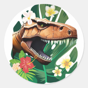 Floral T-Rex Runder Aufkleber