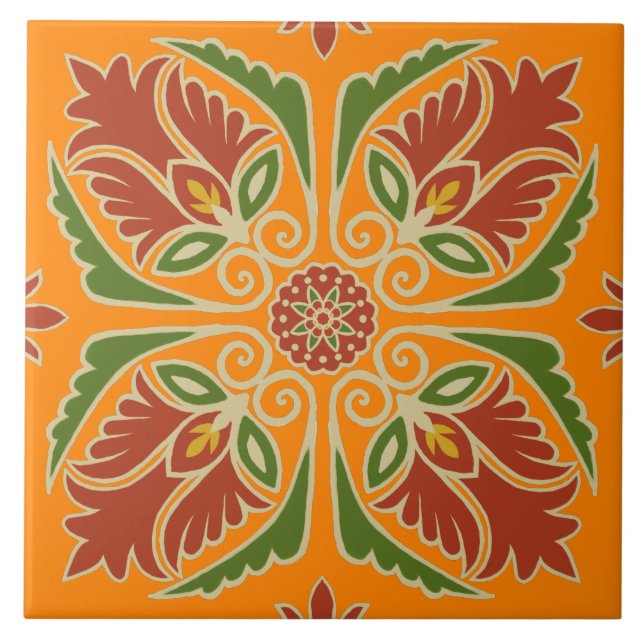 Floral Talavera Tile Fliese (Vorderseite)