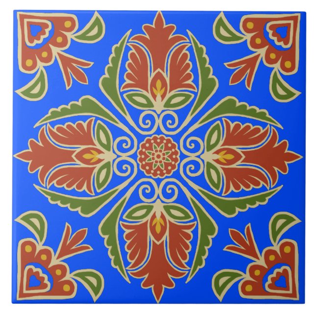 Floral Talavera Tile  Fliese (Vorderseite)