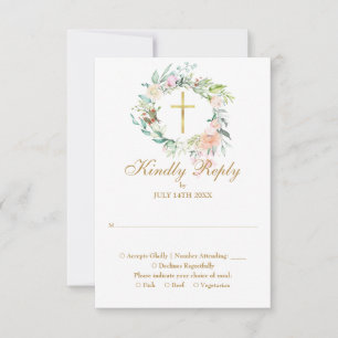 Floral Taufe Christening Erste Heilige Kommune RSVP Karte