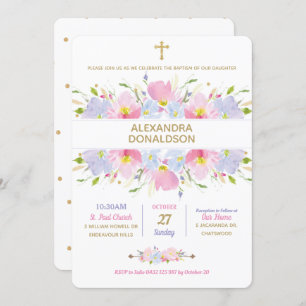 Floral Taufe Christening Girl Einladung