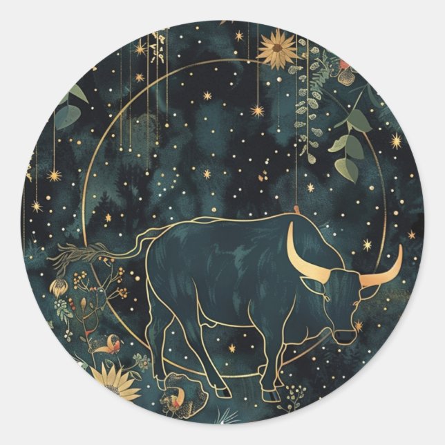 Floral Taurus Custom Stationary Sticker (Vorderseite)