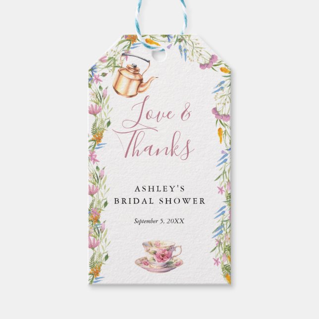 Floral Tea | Brautparty Vielen Dank Geschenkanhänger (Vorderseite)