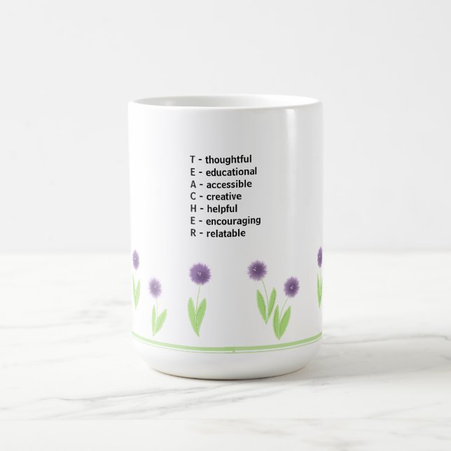 Floral Teacher Akrostic Design Kaffeetasse (Mittel)