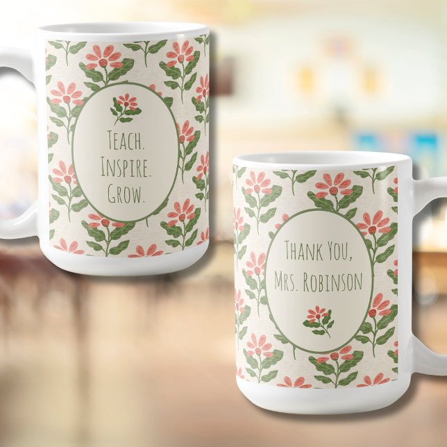Floral Teacher Appreciation Mug | Custom Name Kaffeetasse (Floral Teacher Appreciation Mug | Personalized Name | Thank You Gift)
