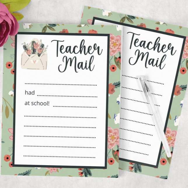 Floral Teacher Mail Notizblock (Von Creator hochgeladen)