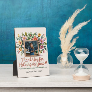 Floral Teacher Plaque - Vielen Dank für Ihre Unter Fotoplatte