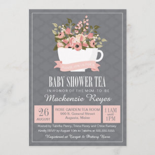 Floral Teacup Baby Dusche Tee Einladung