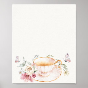 Floral Teacup Bridal Teezeichen Poster