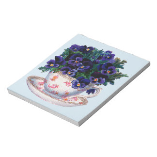 Floral Teacup Klassische Vintage Illustration Notizblock