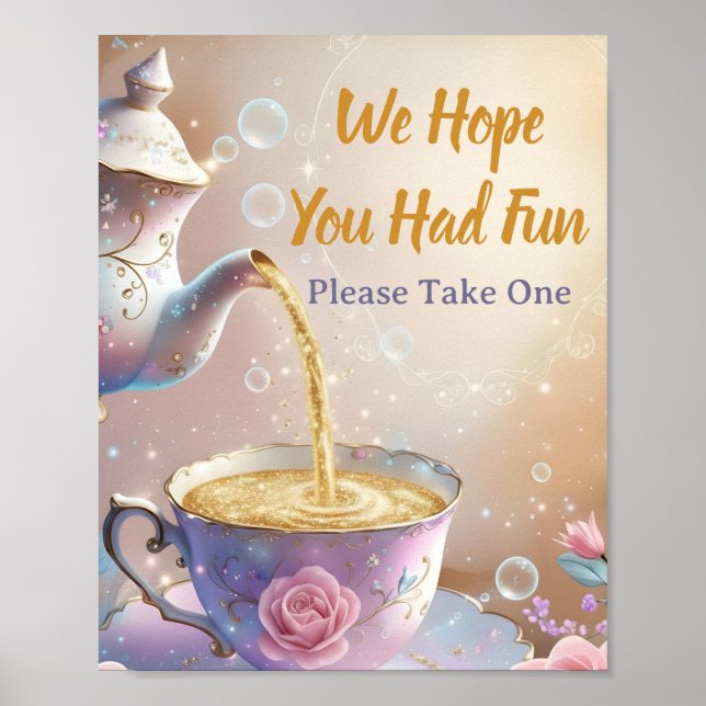 Floral Teacup & Teapot - Pastel Elegant Tea Party Poster (Vorne)