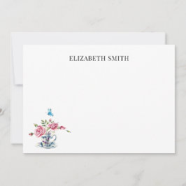 Floral Teacup Vintage Blume individuelle Name Mitteilungskarte