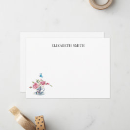 Floral Teacup Vintage Blume individuelle Name Mitteilungskarte