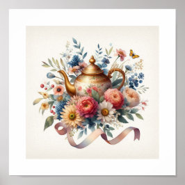 Floral Teapot 6 Poster
