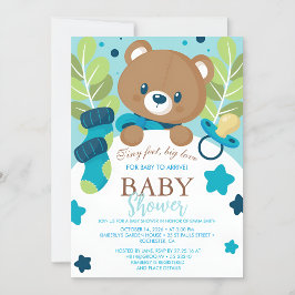  Floral Teddy Bear Baby Shower Invitation Neutral  Einladung