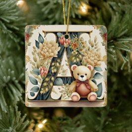FLoral Teddy Bear Brief A Keramikornament