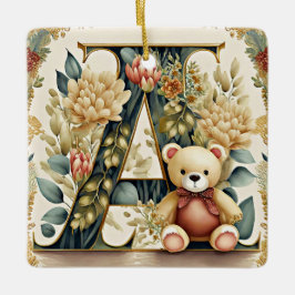 FLoral Teddy Bear Brief A Keramikornament