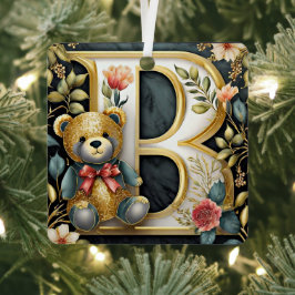 FLoral Teddy Bear Brief B Ornament Aus Metall