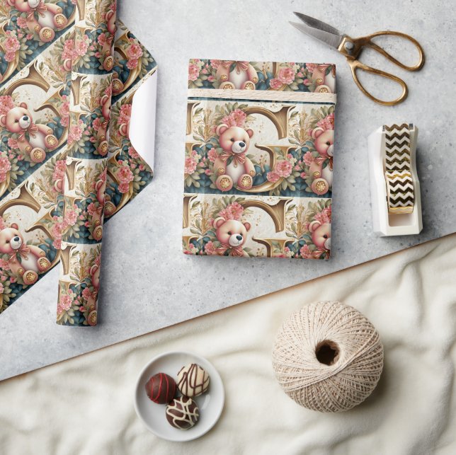 FLoral Teddy Bear Brief G Geschenkpapier (Kunsthandwerk)