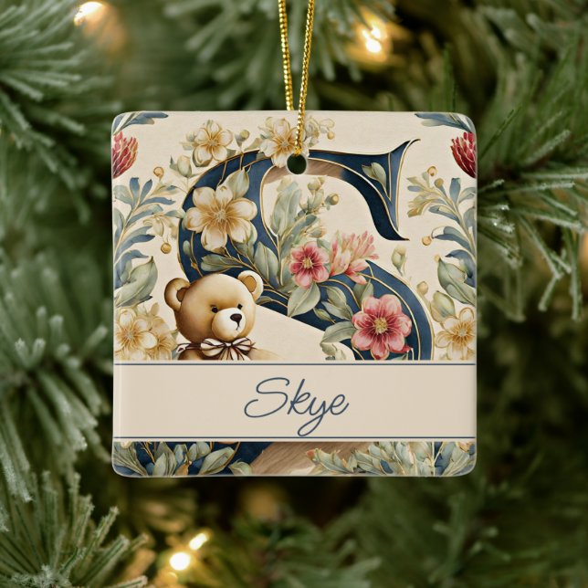 FLoral Teddy Bear Brief S personalisiert Keramikornament (Baum)