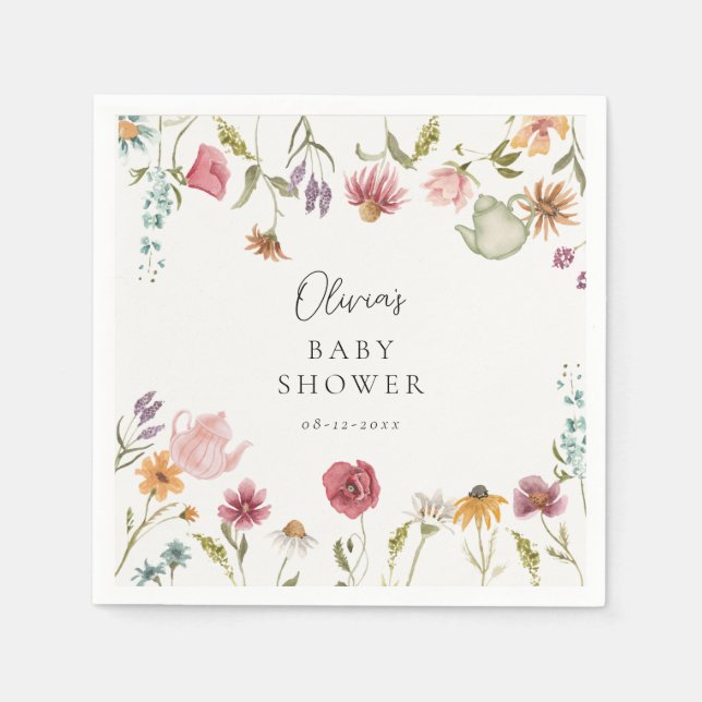 Floral Tee Babydusche Napkins Serviette (Vorderseite)