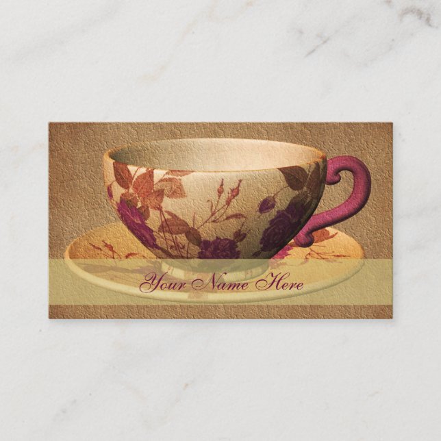 Floral Tee Cup Art Business Card Visitenkarte (Vorderseite)
