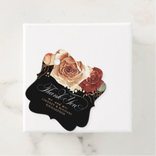 Floral Terracotta Boho Black Wedding Vielen Dank Geschenkanhänger