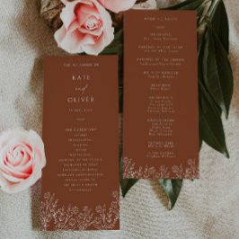 Floral Terracotta Burnt Orange Wedding Program