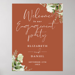 Floral Terracotta Engagement Party Begrüßung Poster