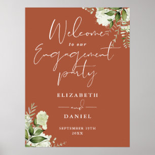 Floral Terracotta Engagement Party Begrüßung Poster