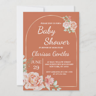 Floral Terracotta Kinderdusche Einladung