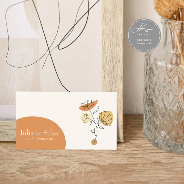 Floral Terracotta Minimalist Business Card Visitenkarte (Von Creator hochgeladen)