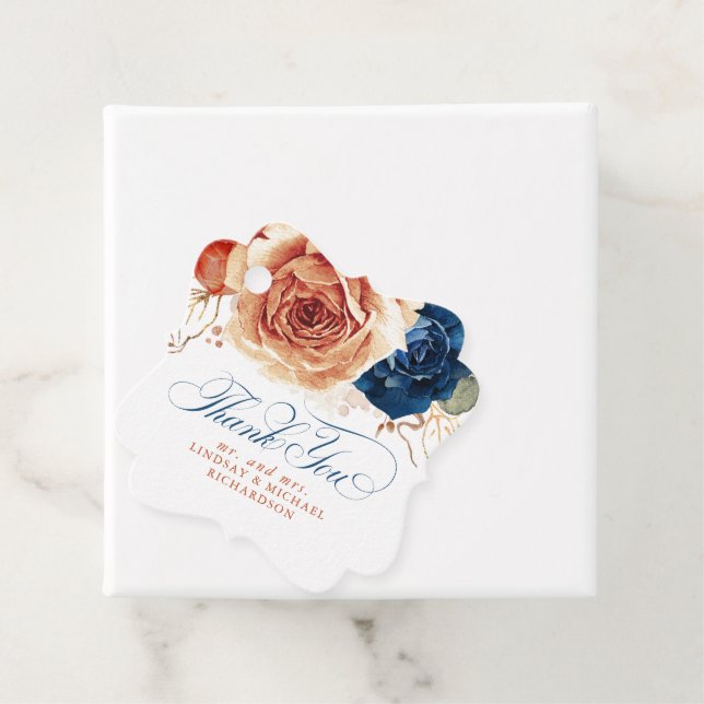 Floral Terracotta Navy Blue Boho Hochzeit Vielen D Geschenkanhänger (Beispiel)