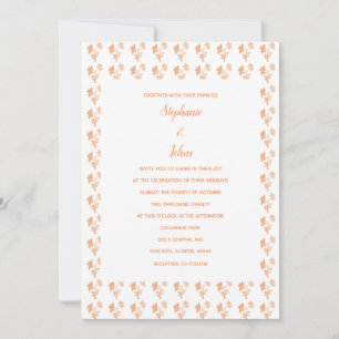 Floral Terracotta Orange Muster Einfache Hochzeit Einladung