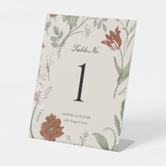 Floral Terracotta Tischnummern Höhenunterschied Sockelschild