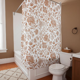 Floral Terracotta Toile Pattern Duschvorhang